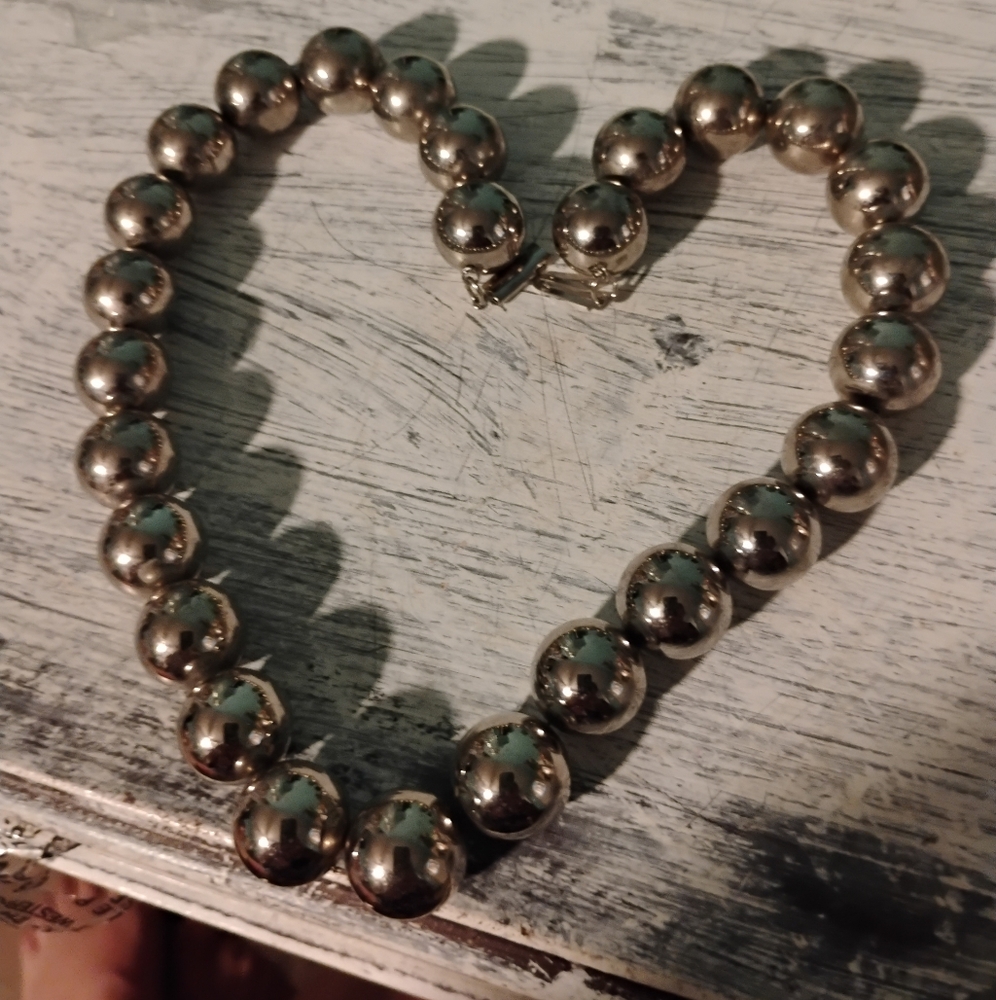 Classic Silver Bead Necklace - Picture 1 of 8